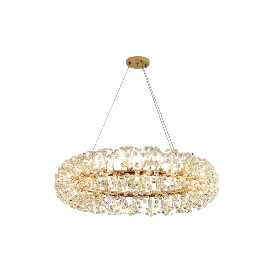 Crystal πολυέλαιος λεπτό 12x G9, διάμετρος 60cm, γυαλιστερό χρυσό, ρυθμιζόμενο ύψος