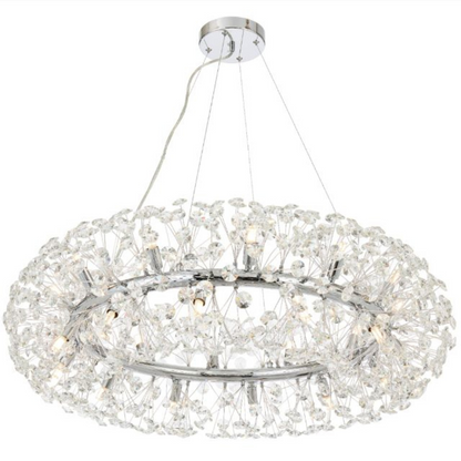 Crystal πολυέλαιος λεπτό 12x G9, διάμετρος 60cm, γυαλιστερό χρώμιο, ρυθμιζόμενο ύψος