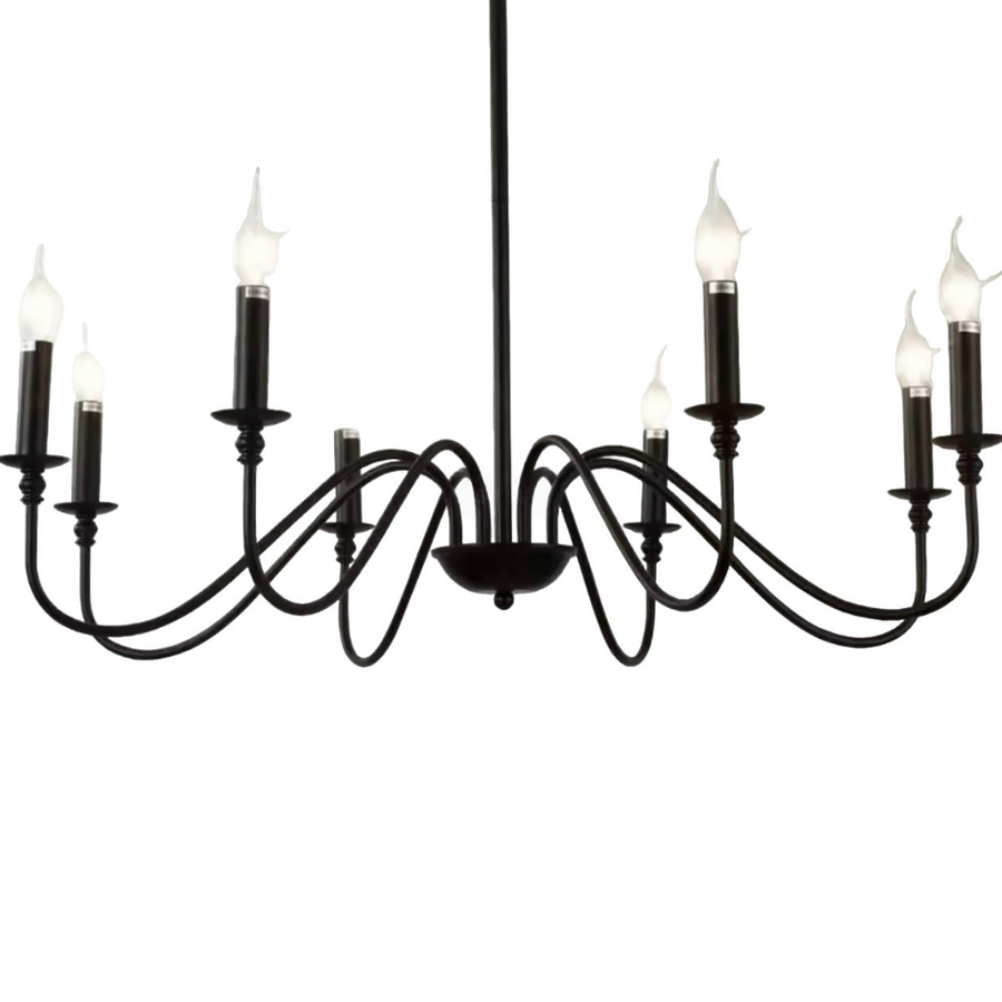 Crystal πολυέλαιο Oliveto 8xe14, διάμετρο 92cm, μαύρο, ρυθμιζόμενο ύψος
