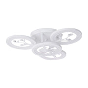 LED πολυέλαιος με τηλεχειριστήριο Daisy, 4 στοιχεία, 49W, κρύο/ζεστό/ουδέτερο φως, ασταθές, λευκό με κρύσταλλο