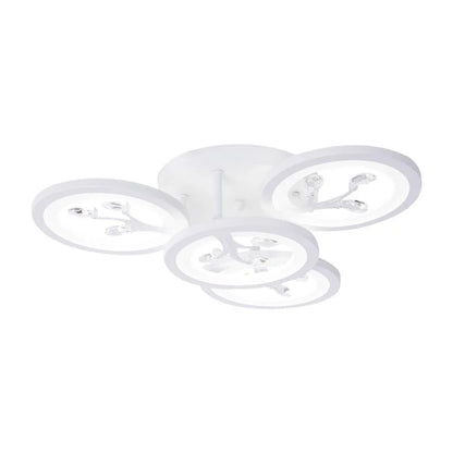 LED πολυέλαιος με τηλεχειριστήριο Daisy, 4 στοιχεία, 49W, κρύο/ζεστό/ουδέτερο φως, ασταθές, λευκό με κρύσταλλο