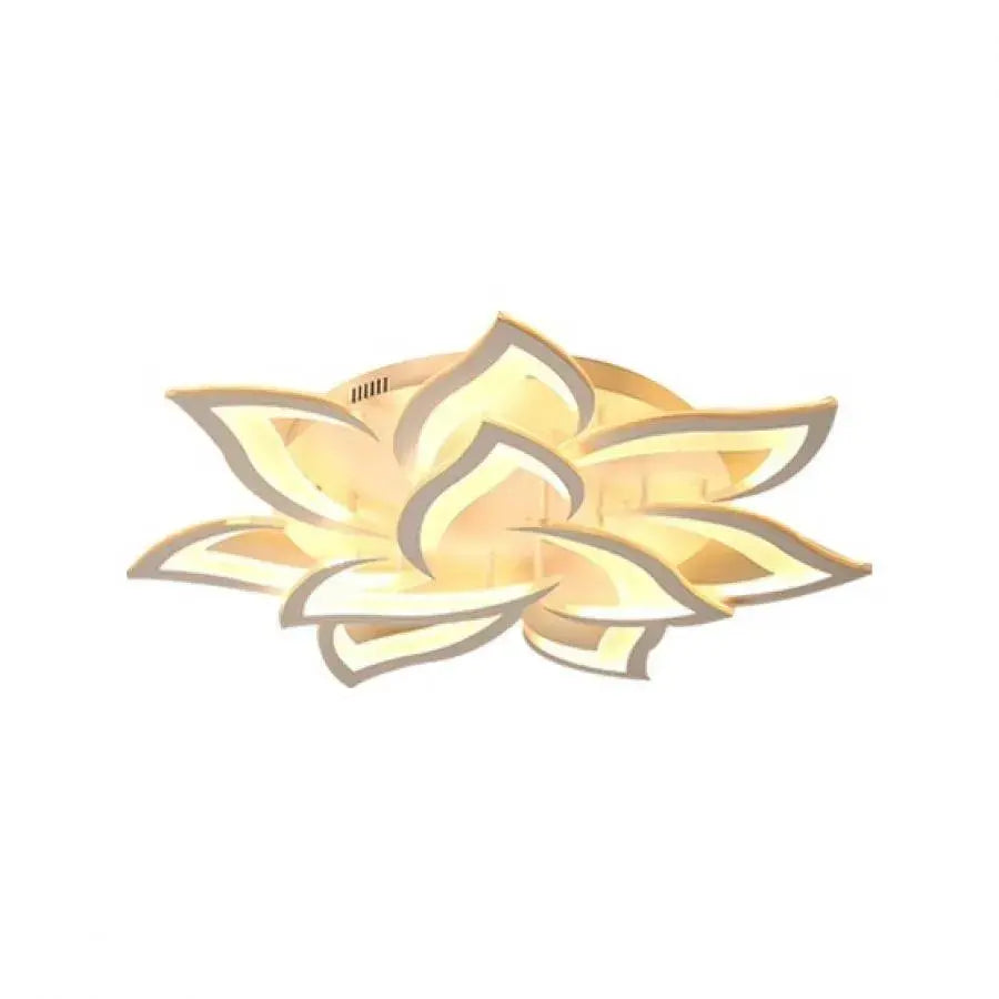 LED πολυέλαιος με τηλεχειριστήριο Lotus, 110W, 9 πέταλα, κρύο/ζεστό/ουδέτερο φως, ασταθές, λευκό