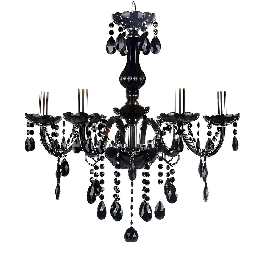 Crystal Cryedrich Chandelier, 5xe14, διάμετρο 48cm, μαύρο, ρυθμιζόμενο ύψος