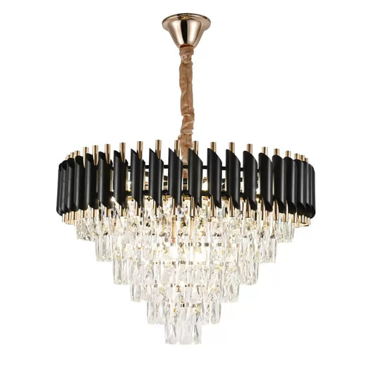 Crystal πολυέλαιο Versailles Magno 8xe27, διάμετρο 60cm, γυαλιστερό και μαύρο χρυσό, ρυθμιζόμενο ύψος