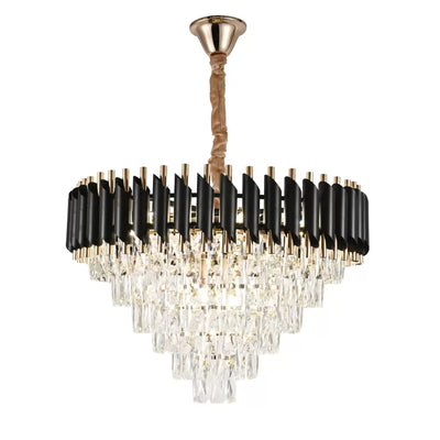 Crystal πολυέλαιο Versailles Magno 8xe27, διάμετρο 60cm, γυαλιστερό και μαύρο χρυσό, ρυθμιζόμενο ύψος