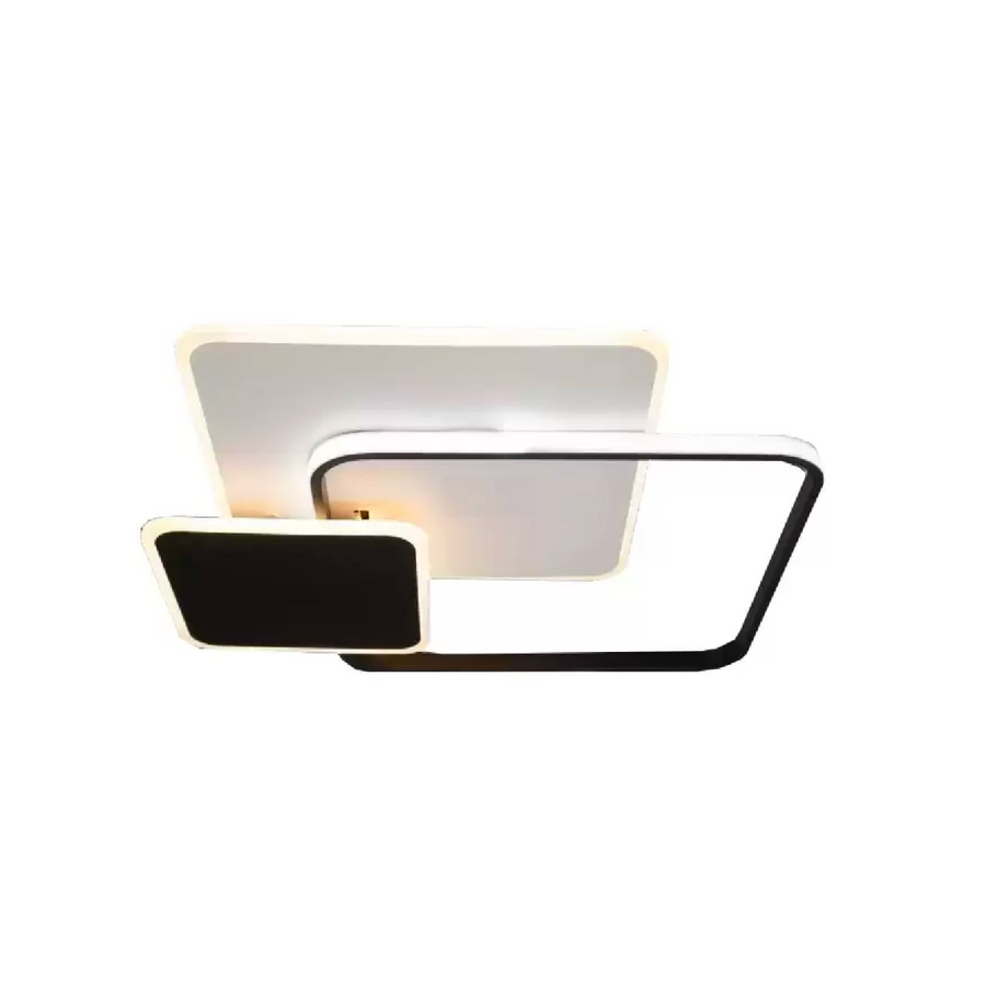 LED πολυέλαιος με τηλεχειριστήριο Anemona, 75W, 3 τετράγωνα, κρύο/ζεστό/ουδέτερο φως, ασταθές, μαύρο